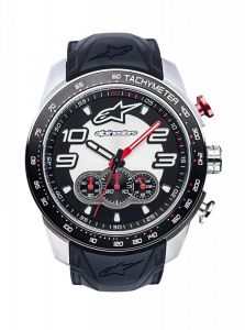 hodinky TECH CHRONO STEEL, ALPINESTARS (brúsený nerez/čierna/červená)