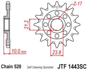 reťazové koliesko JTF1443.14SC, JT (14 zubov) SUZUKI RM-Z 450 (13-20)