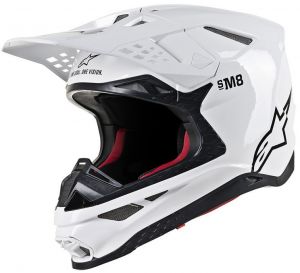prilba SUPERTECH S-M8 SOLID 2020, ALPINESTARS (lesklá biela)