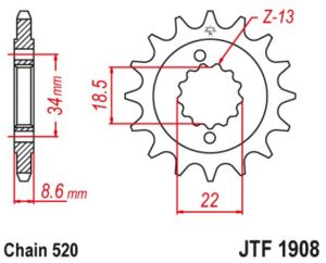 reťazové koliesko JTF1908.15, JT (15 zubov) HUSQVARNA Vitpilen 401, KTM Duke 390