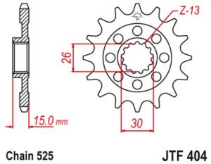 reťazové koliesko JTF404.16, JT (16 zubov) BMW S 1000 R/RR/RR ABS, S 1000 XR