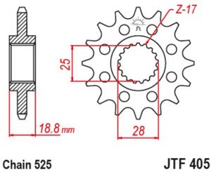 reťazové koliesko JTF405.19, JT (19 zubov) BMW F 800 R (09-12), F 800 R ABS