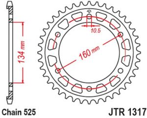 oceľová rozeta JTR1317.43, JT (43 zubov) HONDA CBR 1000 RR Fireblade ABS/ SP ABS