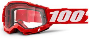 okuliare ACCURI 2 100% - USA, Enduro Moto červené - číre DUAL PLEXI