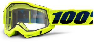 okuliare ACCURI 2 100% - USA, Enduro Moto žlté - číre DUAL PLEXI