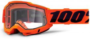 okuliare ACCURI 2 100% - USA, Enduro Moto oranžové - číre DUAL PLEXI