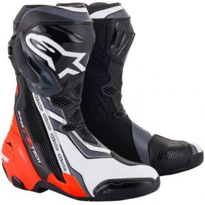 Topánky SUPERTECH R, ALPINESTARS (čierna/červená fluo/biela/sivá, perforovaná)