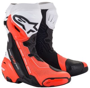 topánky SUPERTECH R VENTED, ALPINESTARS (čierna/biela/červená fluo, perforovaná)