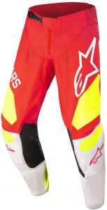 nohavice TECHSTAR FACTORY 2022, ALPINESTARS (červená fluo/biela/žltá)