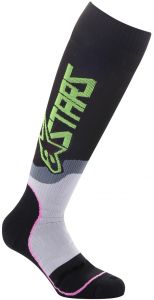 ponožky MX PLUS-2 SOCKS 2022, ALPINESTARS, detské(černa/zelená neon/rúžová fluo)