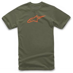 tričko AGELESS TEE, ALPINESTARS (zelená/oranžová)