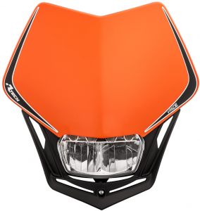 UNI predná maska aj so svetlom V-Face FULL LED, RTECH (oranžovo-čierna)