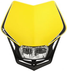 UNI predná maska aj so svetlom V-Face FULL LED, RTECH (žltá/čierna)