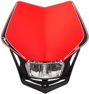 UNI predná maska aj so svetlom V-Face FULL LED, RTECH (červeno-čierna)