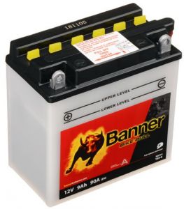 Batéria 12V, YB9-B, 9Ah, 90A, BANNER Bike Bull 135x75x139